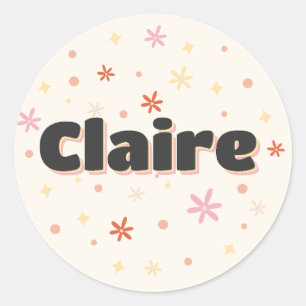Claire name cute design classic round sticker