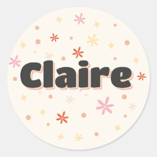 Claire name cute design classic round sticker