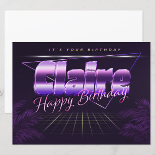 Claire Name Vorname lila retro Karte Geburtstag Card