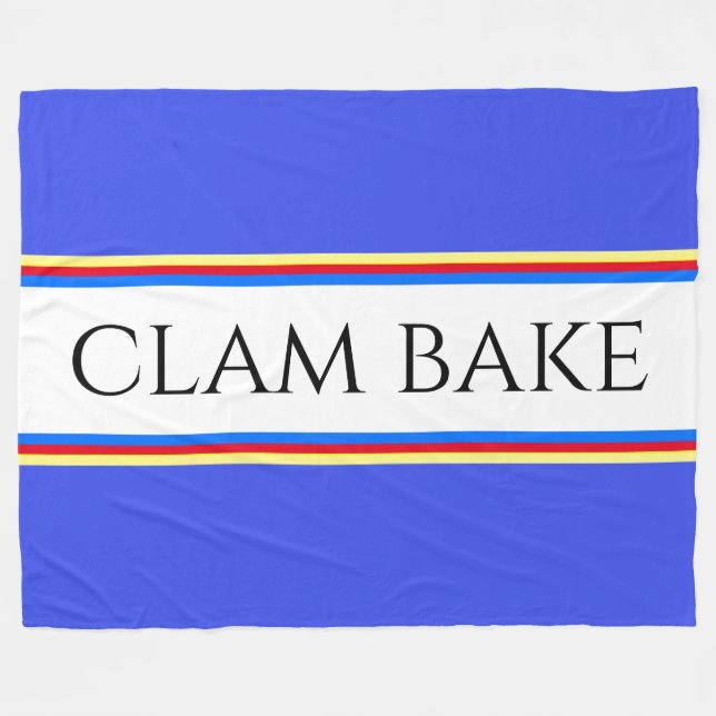 CLAM BAKE Royal Blue White Red Racing Stripes  Fleece Blanket (Front (Horizontal))