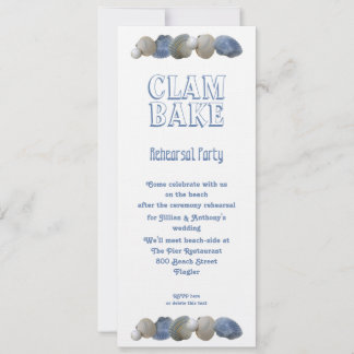 Clam Bake Tall Wedding Rehearsal Party Invitation