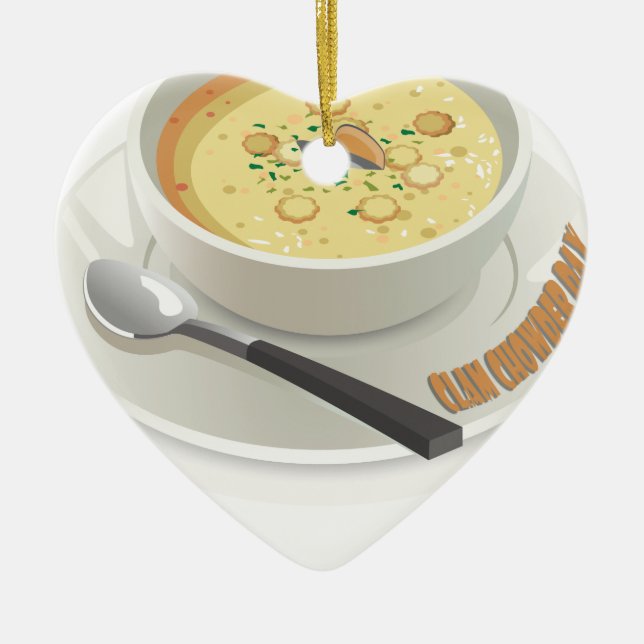 Clam Chowder Day - Appreciation Day Ceramic Tree Decoration (Front)