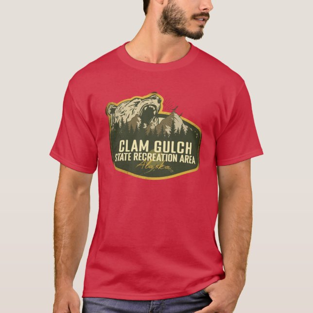 Clam Gulch State Recreation Area Alaska Retro Badg T-Shirt (Front)