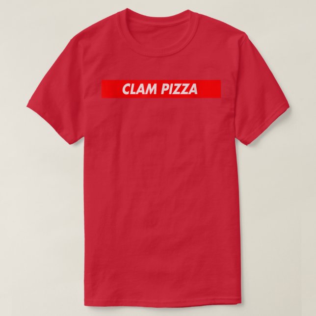 Clam Pizza Red Box Logo Funny T-Shirt (Design Front)