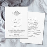 Clam Seashell Monogram Wedding Itinerary Programme<br><div class="desc">A minimalist tropical clam monogram wedding design. A simple design that uses a sketch of a clam seashell to create an elegant classic monogram. A charming black and white tropical beach design with rustic strokes and classy script typography. An elegant coastal beach themed wedding Itinerary program design with modern elements....</div>