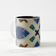 Clam shell pink Blue coffee cup mug