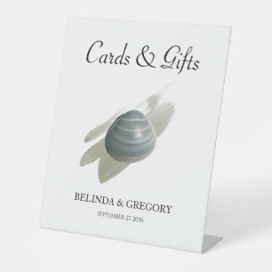 Clam Watercolor Stroke Wedding Cards & Gifts Pedestal Sign