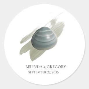 Clam Watercolor Stroke Wedding Classic Round Sticker