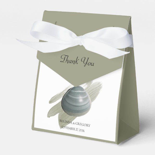 Clam Watercolor Stroke Wedding Favour Box (Front Side)