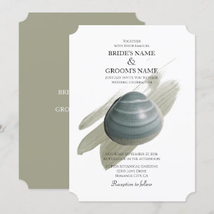Clam Watercolor Stroke Wedding Invitations