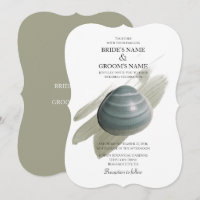 Clam Watercolor Stroke Wedding Invitations