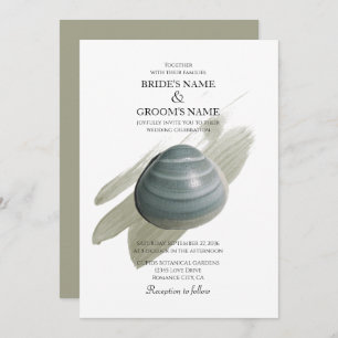 Clam Watercolor Stroke Wedding Invitations
