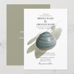 Clam Watercolor Stroke Wedding Invitations