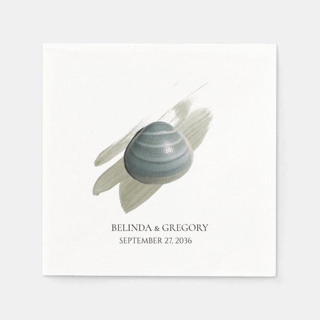 Clam Watercolor Stroke Wedding   Napkin (Front)