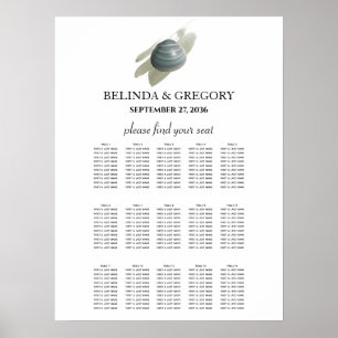 Clam Watercolor Stroke Wedding Seating Chart