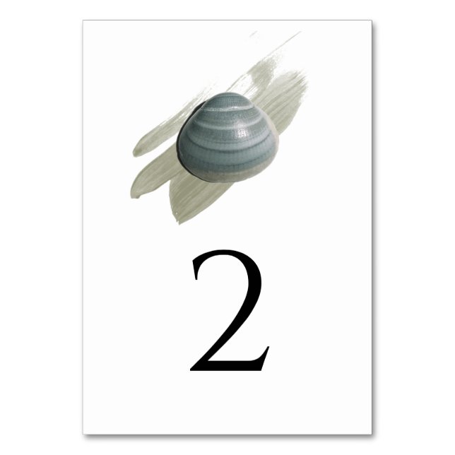 Clam Watercolor Stroke Wedding  Table Number (Front)