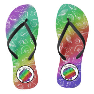Clambake Rainbow Clam Shellfish Pattern Flip Flops