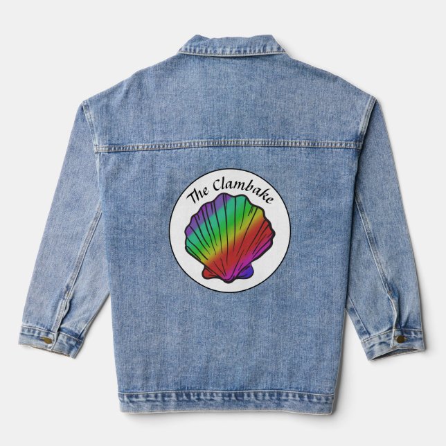 Clambake Rainbow Personalised Name Womens Denim Jacket (Back)