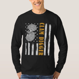 Clamming Patriotic American Flag Clam Digging Clam T-Shirt