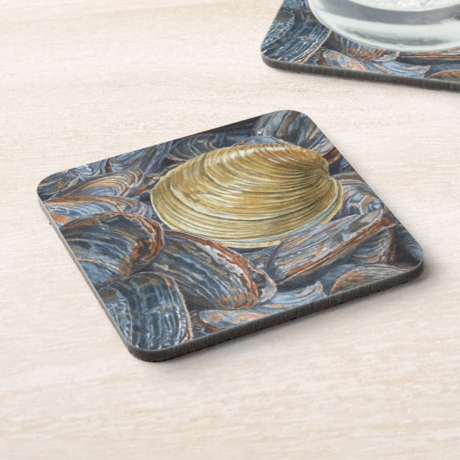 Clams and Quahog Shell Coaster (Left Side)