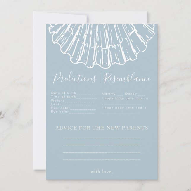 Clamshell Baby Shower Predictions & Advice Game (Front)