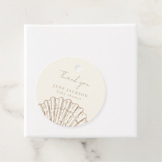 Clamshell Elegant Baby Shower Favour Tags (In Situ)