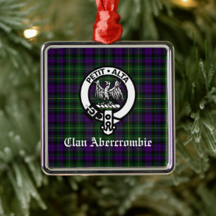 Clan Abercrombie Crest Badge & Tartan Metal Tree Decoration