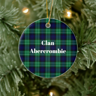 Clan Abercrombie Hunting Tartan Ceramic Tree Decoration