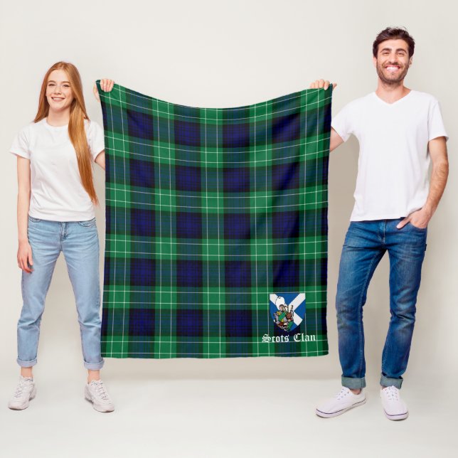 Clan Abercrombie Hunting Tartan Plaid Fleece Blanket (In Situ)