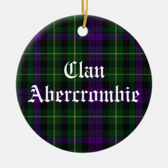 Clan Abercrombie Tartan Ceramic Tree Decoration (Front)