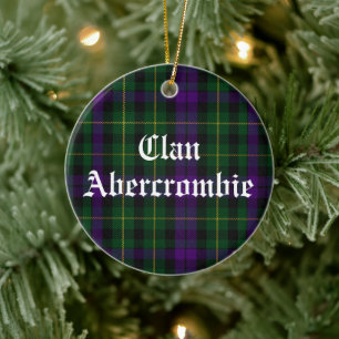 Clan Abercrombie Tartan Customisable Ceramic Tree Decoration