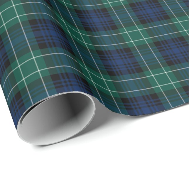 Clan Abercrombie Tartan Green and Blue Plaid Wrapping Paper (Roll Corner)