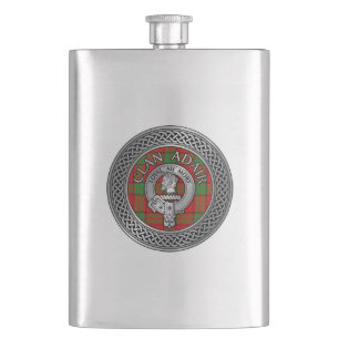 Clan Adair Crest & Tartan Knot Hip Flask