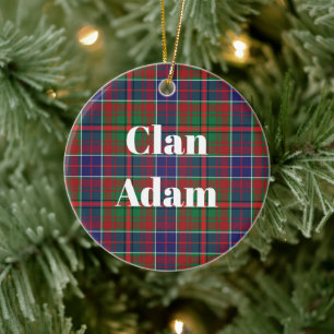 Clan Adam Ancient Tartan Ceramic Tree Decoration