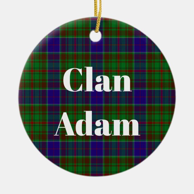 Clan Adam Hunting Tartan Ceramic Tree Decoration (Front)
