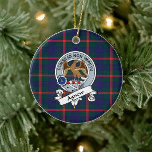 Clan Agnew Badge Tartan Plaid Ceramic Tree Decoration