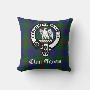 Clan Agnew Crest Badge and Tartan Cushion