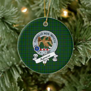 Clan Agnew Hunting Badge Tartan Plaid Ceramic Tree Decoration