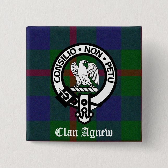 Clan Agnew Tartan Crest 15 Cm Square Badge (Front)