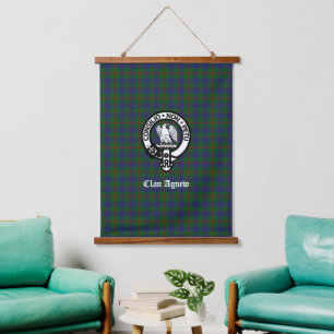Clan Agnew Tartan Crest Customisable  Hanging Tapestry