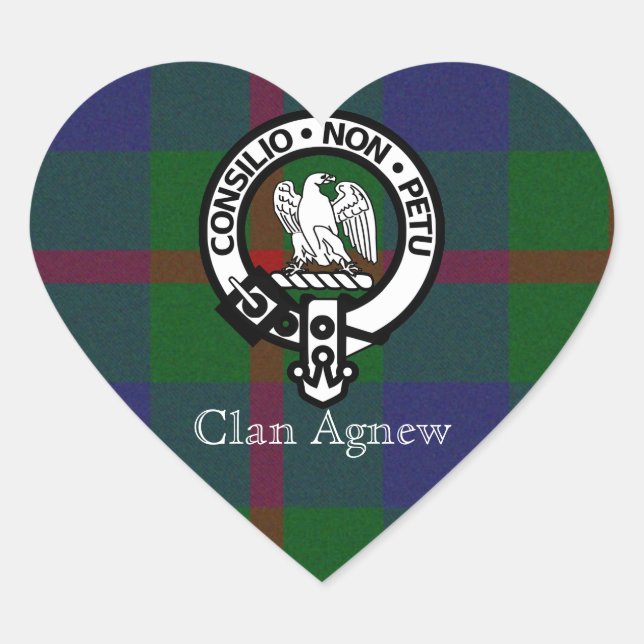 Clan Agnew Tartan Crest Heart Sticker (Front)