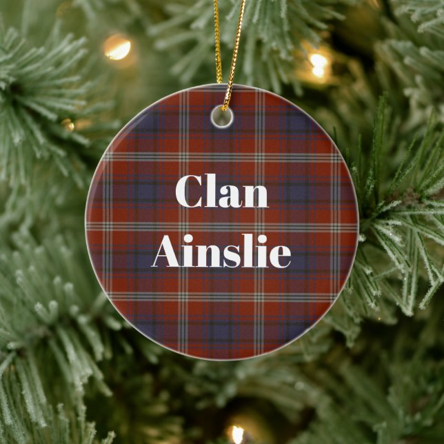 Clan Ainslie Ancient Tartan Ceramic Tree Decoration (Tree)