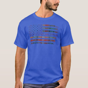 Clan Ainslie Scottish tartan US flag kilt Scotland T-Shirt