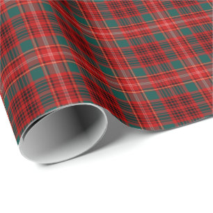 Clan Ainslie Tartan Red and Green Plaid Wrapping Paper