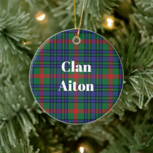 Clan Aiton Ancient Tartan Ceramic Tree Decoration