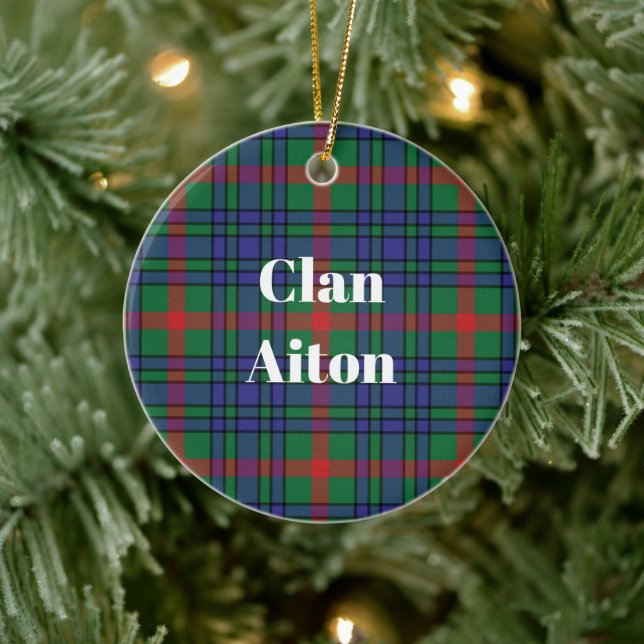 Clan Aiton Ancient Tartan Ceramic Tree Decoration (Tree)