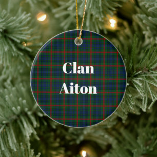 Clan Aiton Tartan Ceramic Tree Decoration
