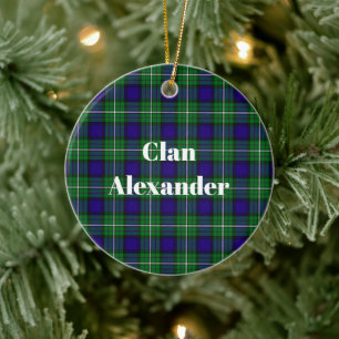 Clan Alexander Tartan Ceramic Tree Decoration