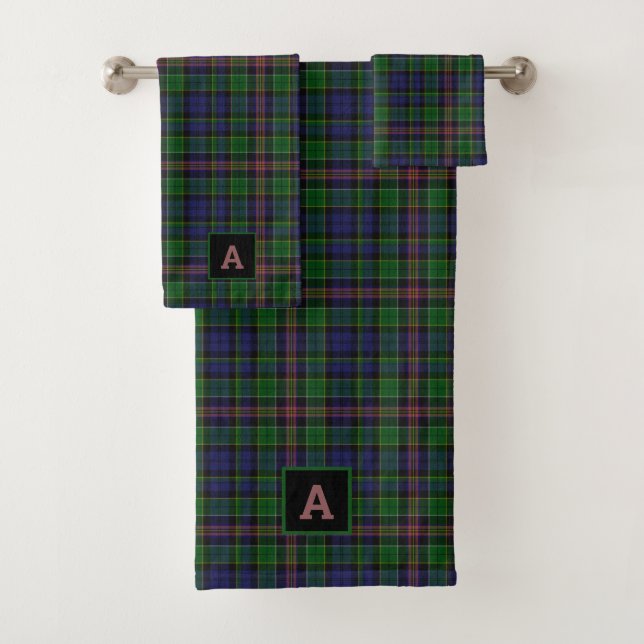 Clan Allison Tartan Plaid Monogrammed Bath Towel Set (Insitu)