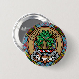 Clan Anderson Crest over Tartan 6 Cm Round Badge